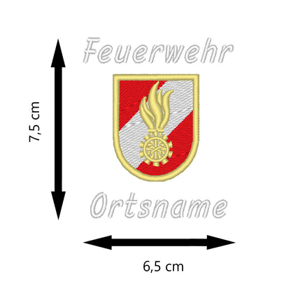 Feuerwehr T-Shirt mit Korpsabzeichen und Ortsnamen - untereinander