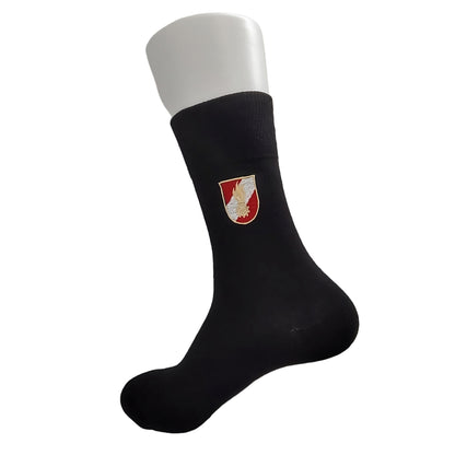 Business-Socken mit Feuerwehr Korpsabzeichen und Wunschtext