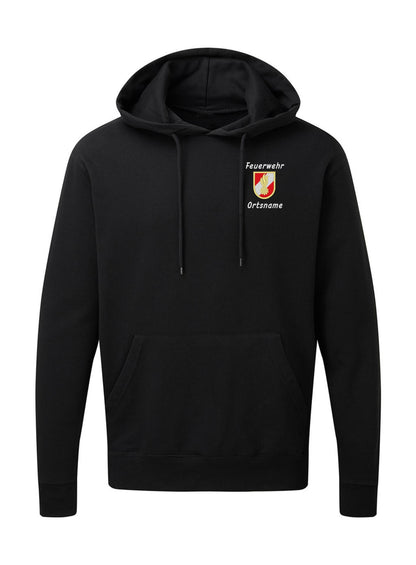 Feuerwehr Hoodie mit Korpsabzeichen und Ortsnamen - untereinander